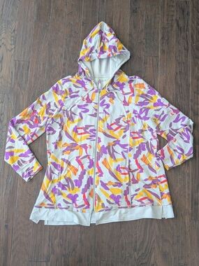 LOGO Lounge Hooded Zippered Sweatshirt With Abstract Print XL